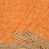 Sanskriti Vintage Orange Bollywood Sarees Pure Georgette Silk Beaded Sari Sustainable Fabric