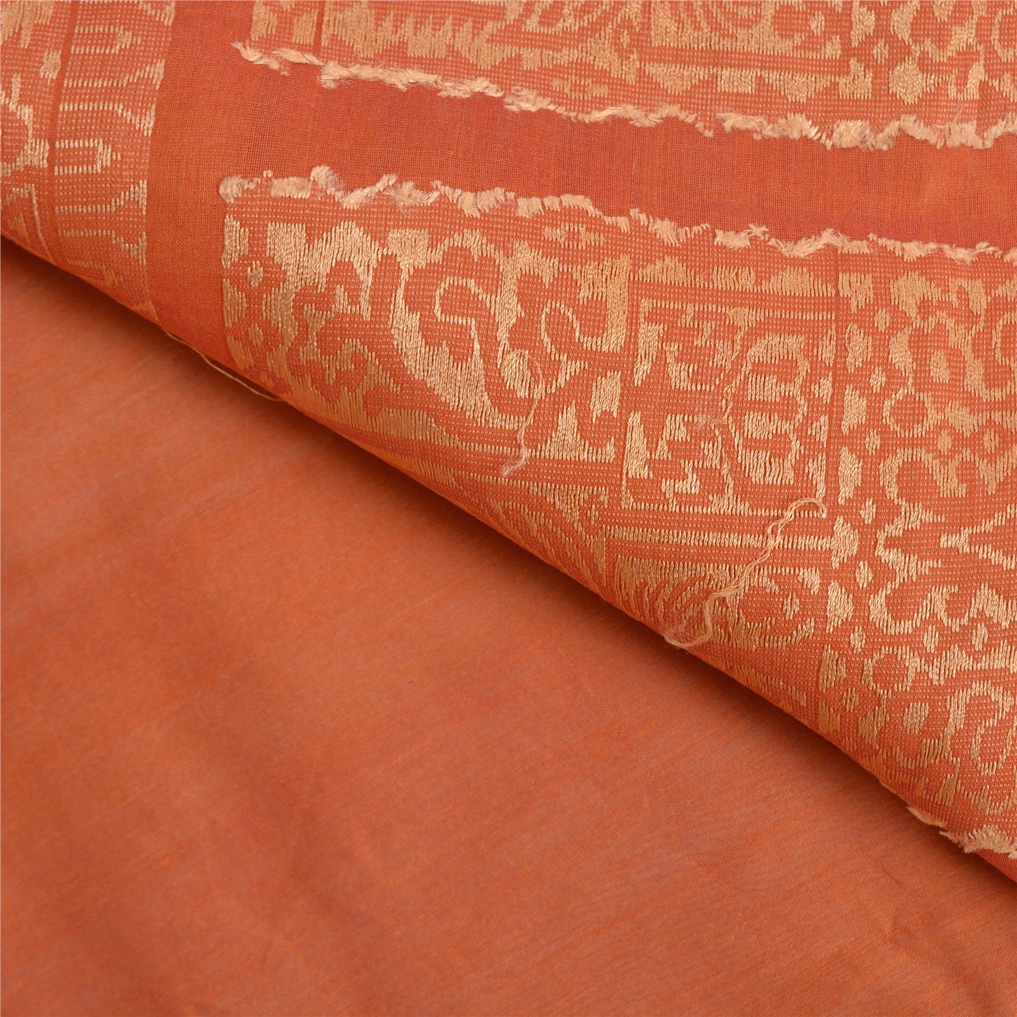 Sanskriti Vintage Sari 100% Pure Cotton Indian Coral Sarees Woven Ethnic 5yd Craft Fabric Create- Upcycled Sarongs, Scarves, or Stoles
