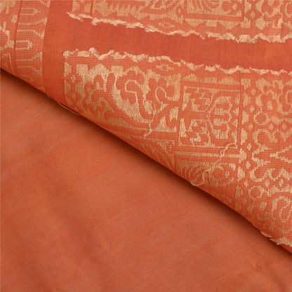 Sanskriti Vintage Sari 100% Pure Cotton Indian Coral Sarees Woven Ethnic 5yd Craft Fabric Create- Upcycled Sarongs, Scarves, or Stoles