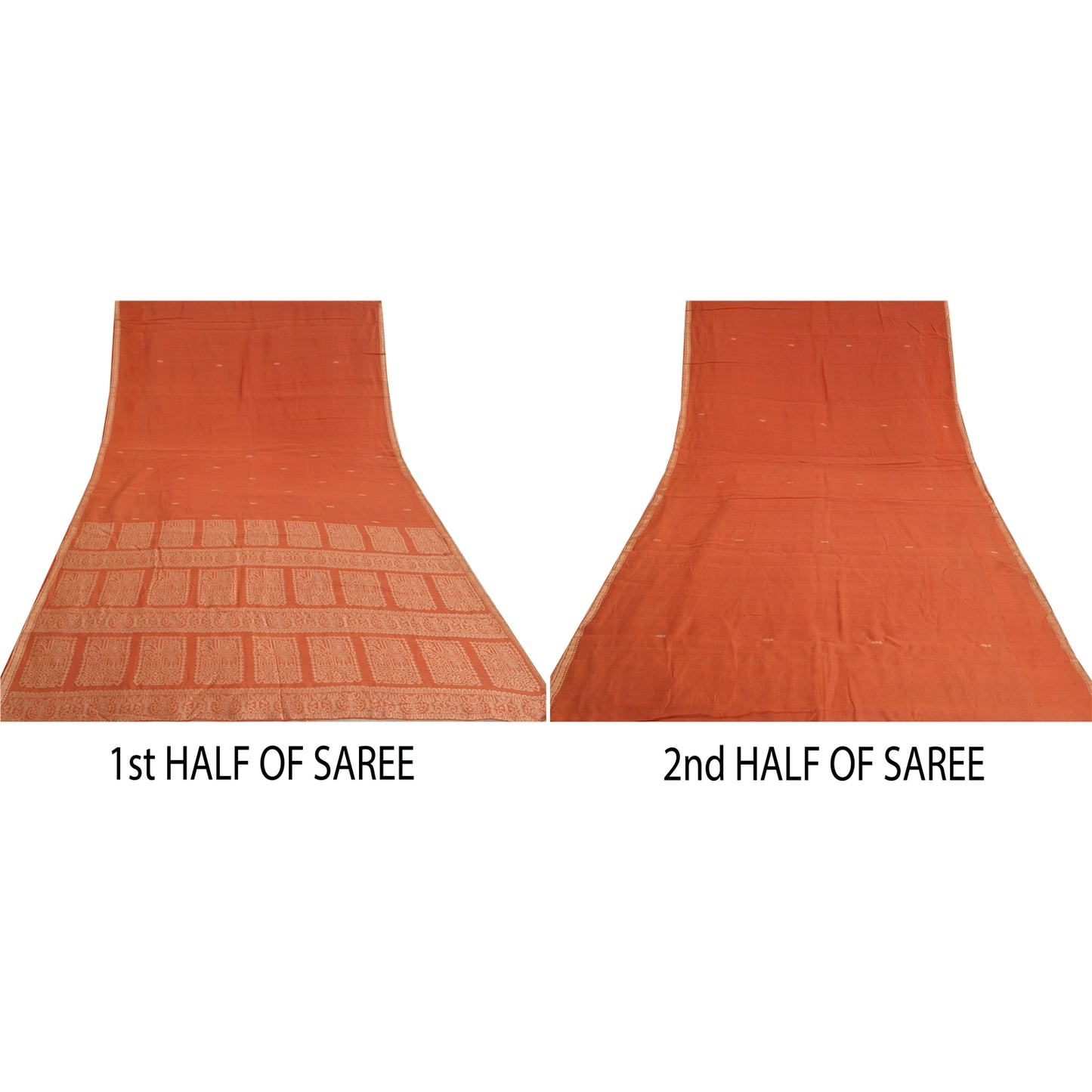 Sanskriti Vintage Sari 100% Pure Cotton Indian Coral Sarees Woven Ethnic 5yd Craft Fabric Create- Upcycled Sarongs, Scarves, or Stoles