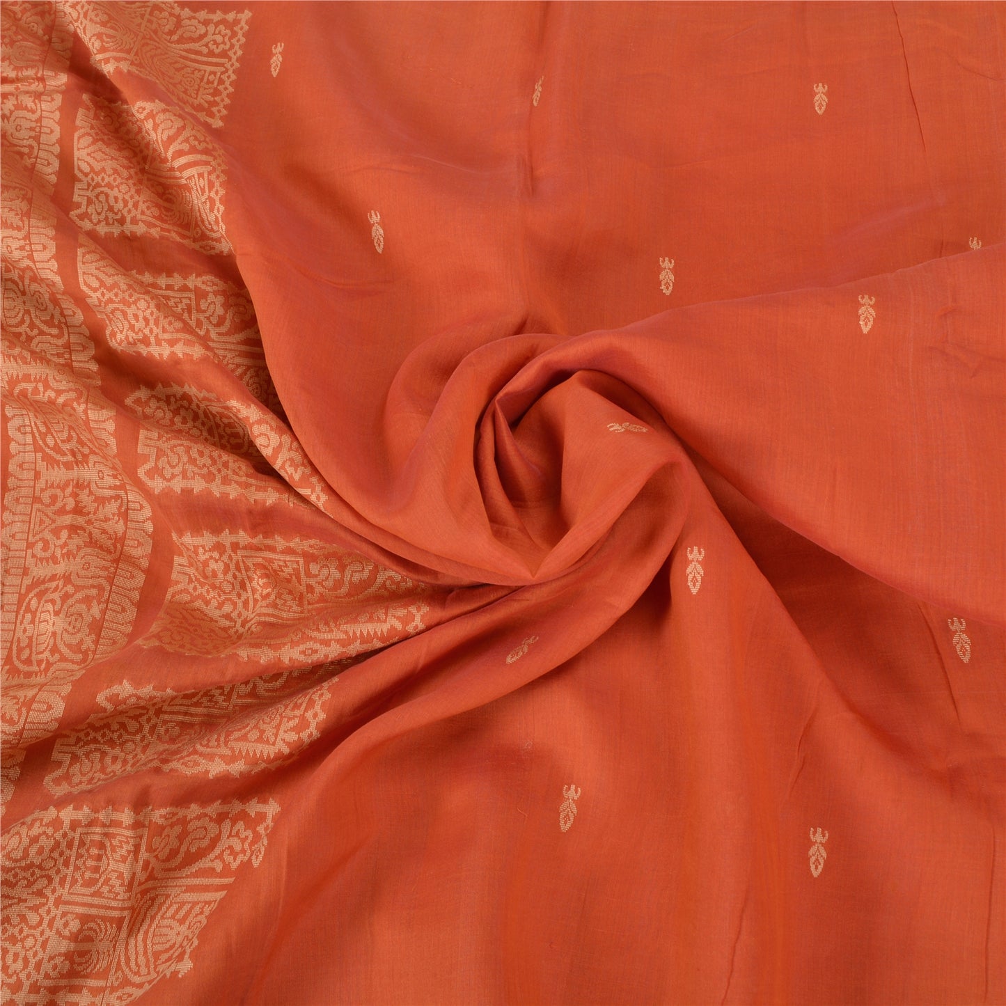 Sanskriti Vintage Sari 100% Pure Cotton Indian Coral Sarees Woven Ethnic 5yd Craft Fabric Create- Upcycled Sarongs, Scarves, or Stoles
