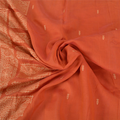 Sanskriti Vintage Sari 100% Pure Cotton Indian Coral Sarees Woven Ethnic 5yd Craft Fabric Create- Upcycled Sarongs, Scarves, or Stoles