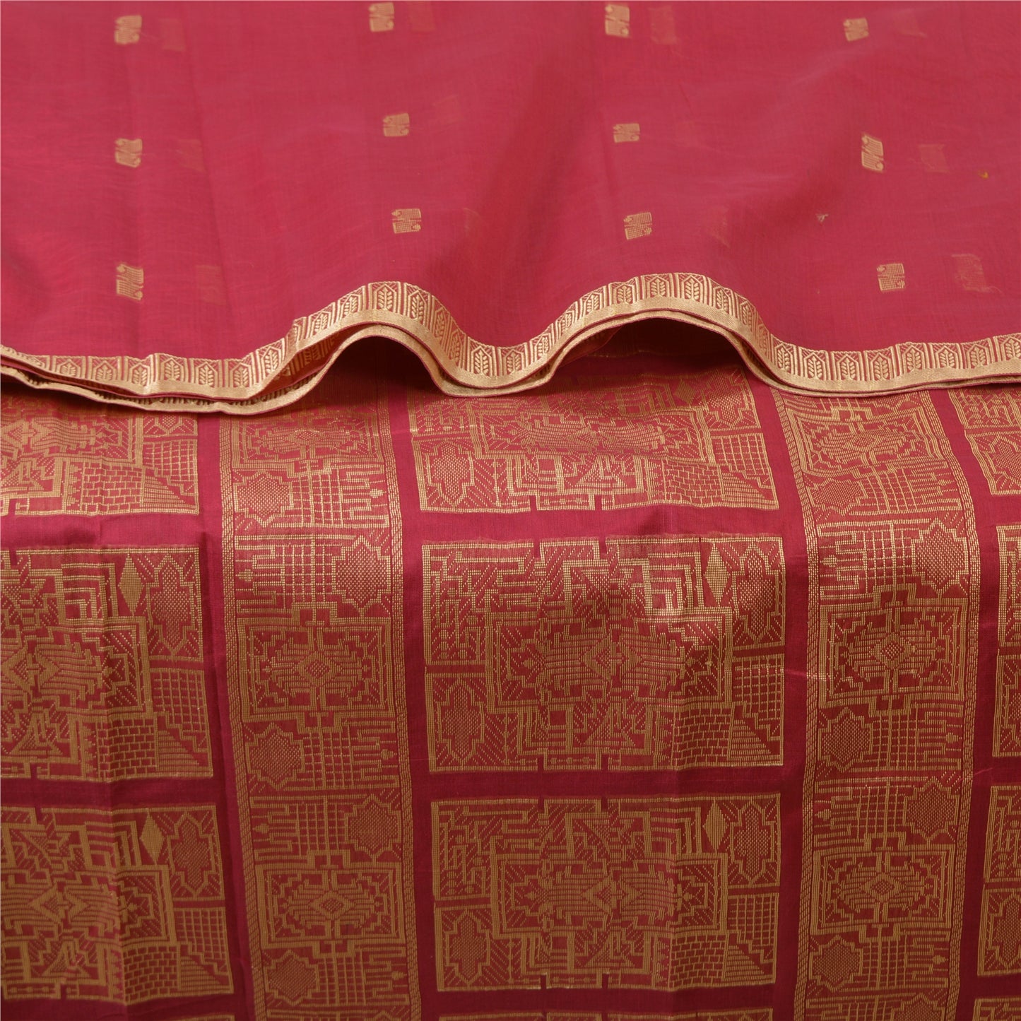 Sanskriti Vintage Pink Indian Sarees Blend Silk Woven Sari Craft 5 Yard Sustainable Fabric
