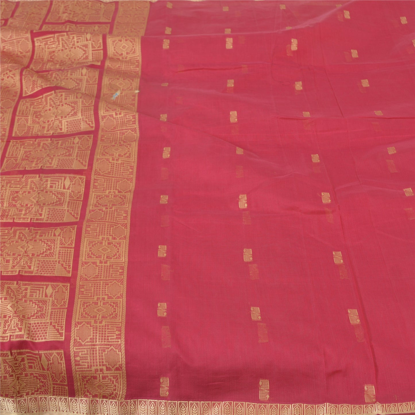 Sanskriti Vintage Pink Indian Sarees Blend Silk Woven Sari Craft 5 Yard Sustainable Fabric
