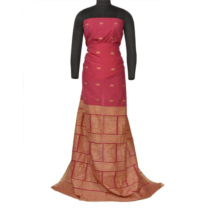 Sanskriti Vintage Pink Indian Sarees Blend Silk Woven Sari Craft 5 Yard Sustainable Fabric