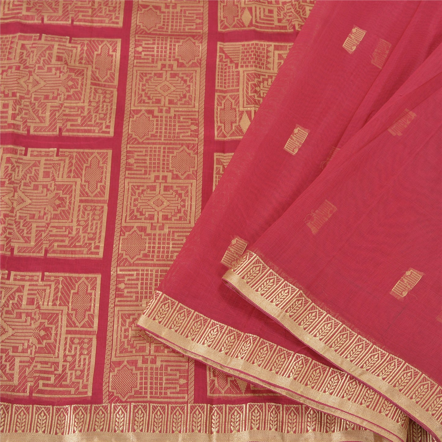 Sanskriti Vintage Pink Indian Sarees Blend Silk Woven Sari Craft 5 Yard Sustainable Fabric