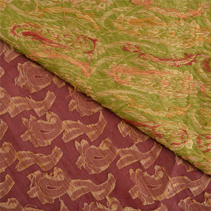 Санскрити Винтаж Крем/Темно-красные Сари Чистый Шелк Тканый Премиум Сари Экологичная Ткань