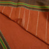 Sanskriti Vintage Saffron/Green Sarees Cotton Silk Woven Ilkal Sari 5 Yd Sustainable Fabric