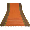Sanskriti Vintage Saffron/Green Sarees Cotton Silk Woven Ilkal Sari 5 Yd Sustainable Fabric