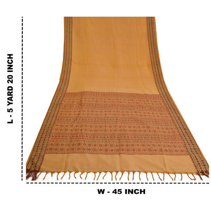 Sanskriti Vintage Safran Indiske Sarees Bomuldsvævet Premium Sari Håndværk Bæredygtigt Stoff