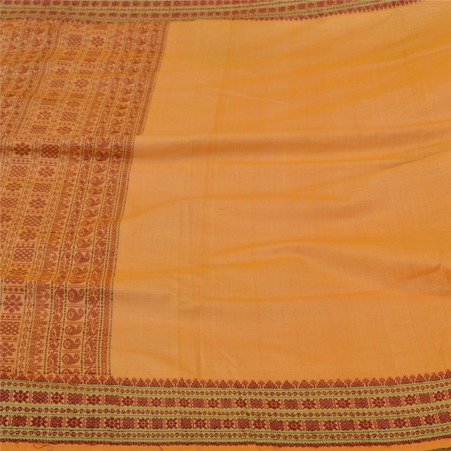 Sanskriti Vintage Safran Indiske Sarees Bomuldsvævet Premium Sari Håndværk Bæredygtigt Stoff