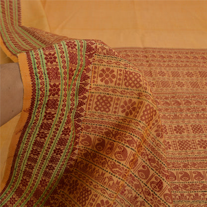Sanskriti Vintage Safran Indiske Sarees Bomuldsvævet Premium Sari Håndværk Bæredygtigt Stoff