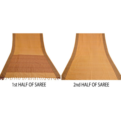 Sanskriti Vintage Safran Indiske Sarees Bomuldsvævet Premium Sari Håndværk Bæredygtigt Stoff