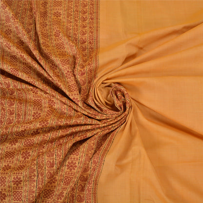 Sanskriti Vintage Safran Indiske Sarees Bomuldsvævet Premium Sari Håndværk Bæredygtigt Stoff