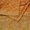 Sanskriti Vintage Saffron Indian Sarees 100% Pure Silk Woven Sari Craft Sustainable Fabric