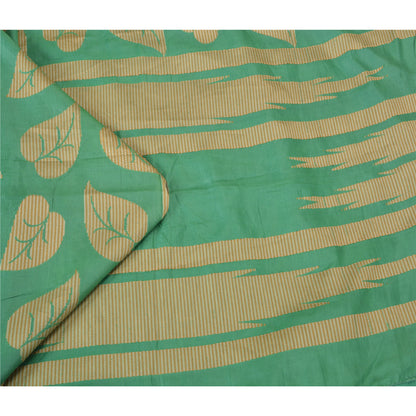 Sanskriti Vintage Green Sarees 100% Pure Silk Woven Premium Sari Craft Sustainable Fabric