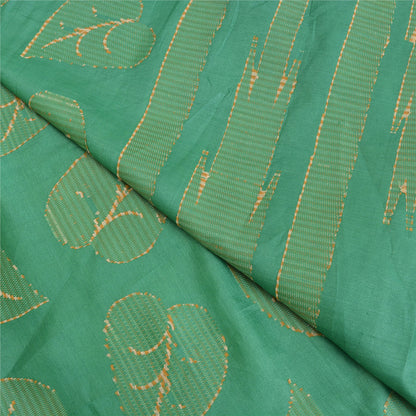 Sanskriti Vintage Green Sarees 100% Pure Silk Woven Premium Sari Craft Sustainable Fabric