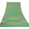 Sanskriti Vintage Green Sarees 100% Pure Silk Woven Premium Sari Craft Sustainable Fabric