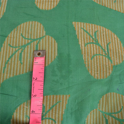Sanskriti Vintage Green Sarees 100% Pure Silk Woven Premium Sari Craft Sustainable Fabric