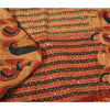 Sanskriti Vintage Golden/Red Sarees 100% Pure Silk Hand Beaded Sari Craft Sustainable Fabric