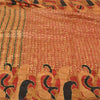 Sanskriti Vintage Golden/Red Sarees 100% Pure Silk Hand Beaded Sari Craft Sustainable Fabric