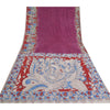 Sanskriti Vintage Purple/Blue Sarees Pure Cotton Handmade Kalamkari Sari Sustainable Fabric