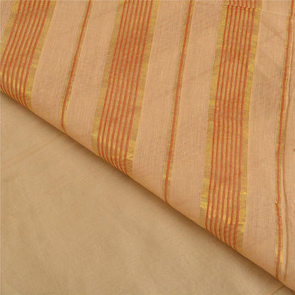 Санскритские винтажные персиковые индийские сари 100% чистый хлопок сотканный премиальный сари устойчивая ткань