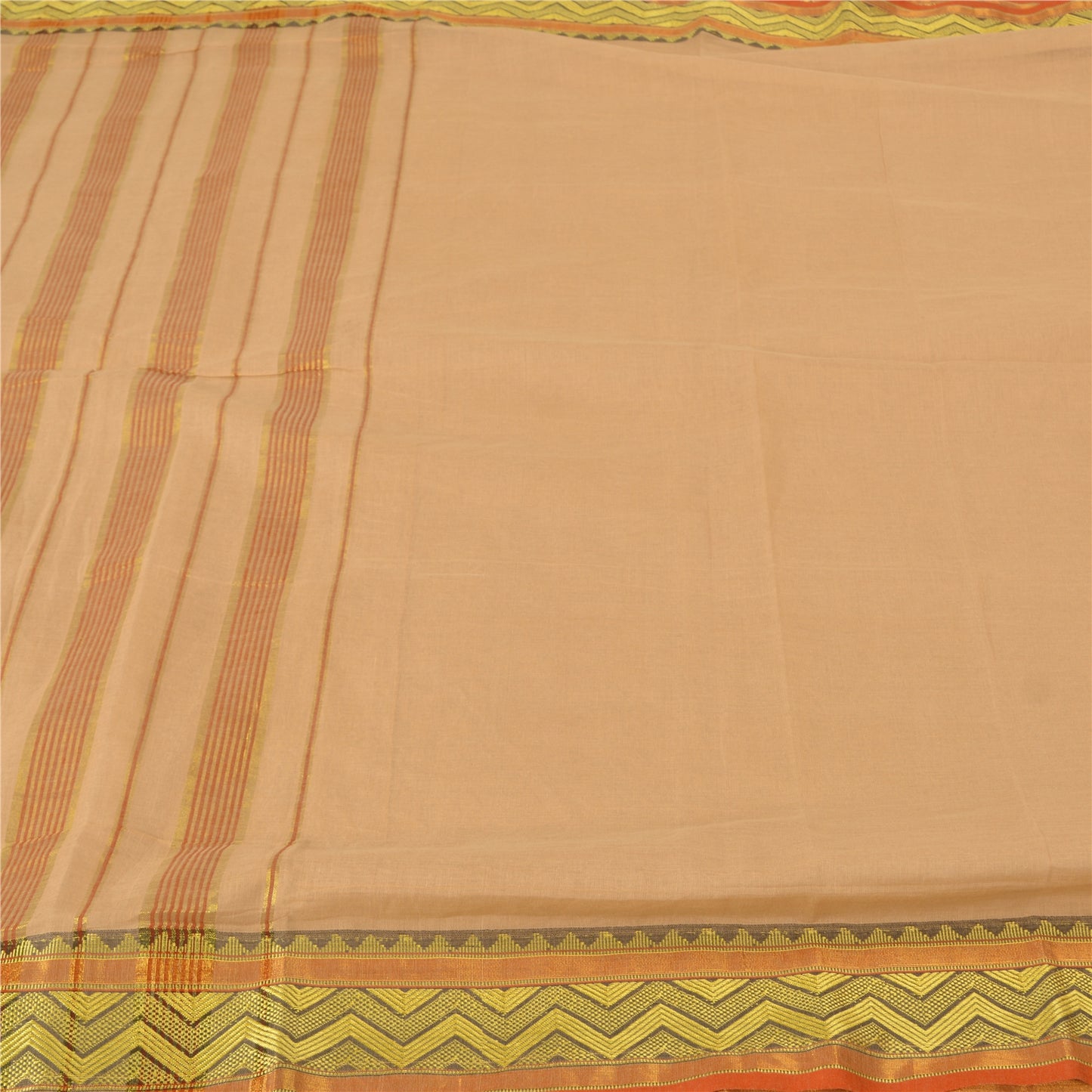 Санскритские винтажные персиковые индийские сари 100% чистый хлопок сотканный премиальный сари устойчивая ткань