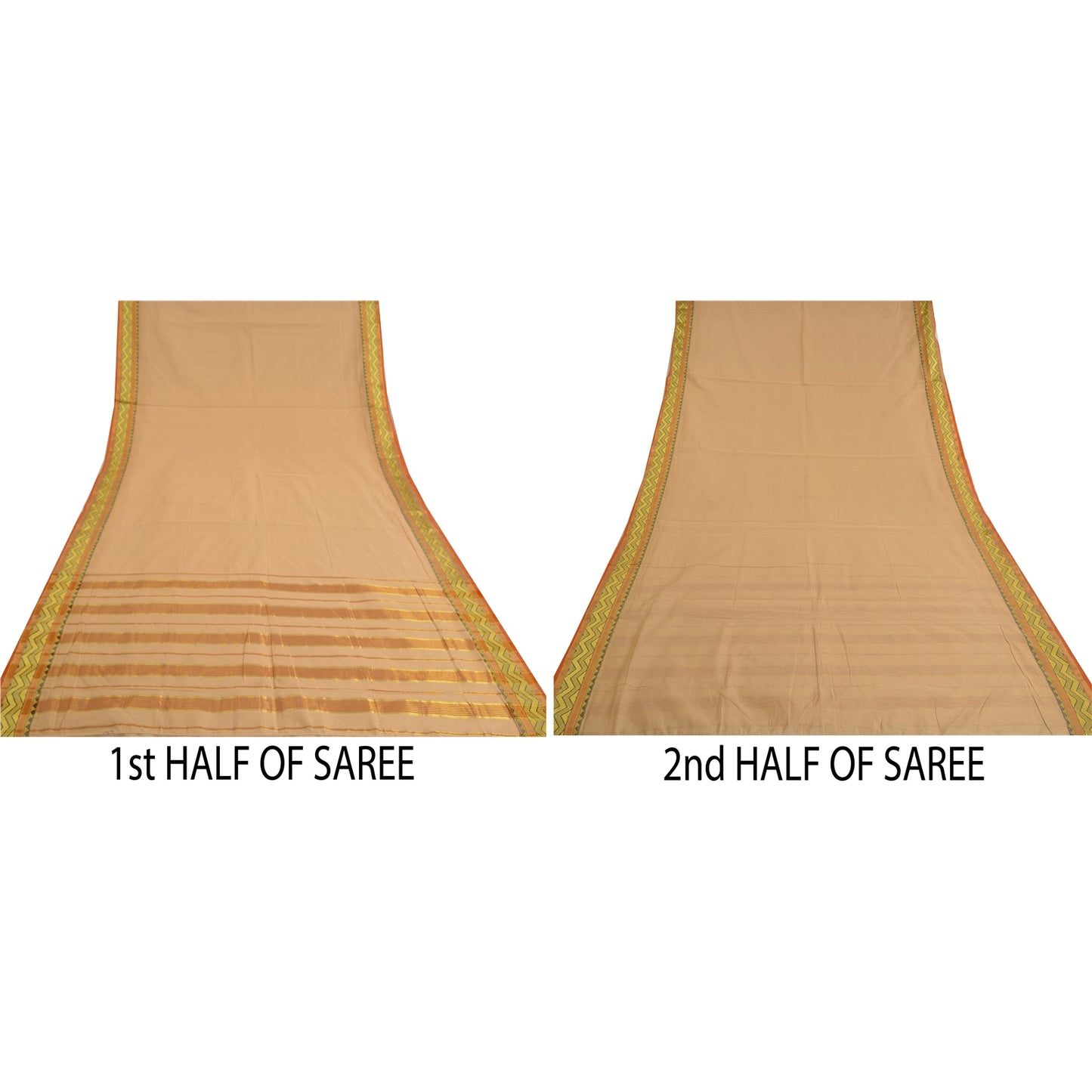 Санскритские винтажные персиковые индийские сари 100% чистый хлопок сотканный премиальный сари устойчивая ткань