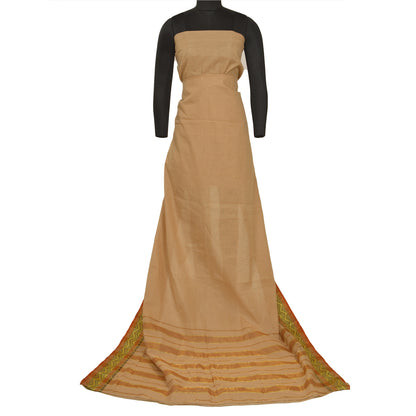 Санскритские винтажные персиковые индийские сари 100% чистый хлопок сотканный премиальный сари устойчивая ткань