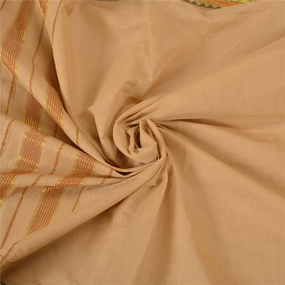 Санскритские винтажные персиковые индийские сари 100% чистый хлопок сотканный премиальный сари устойчивая ткань