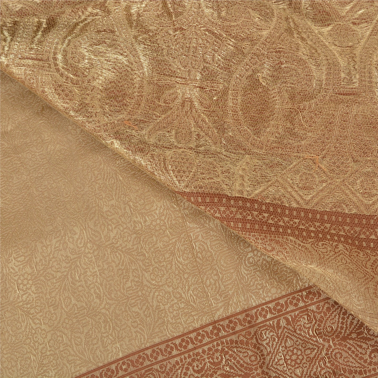 Sanskriti Vintage Brown Sarees 100% Pure Silk Woven Premium Sari Craft Sustainable Fabric