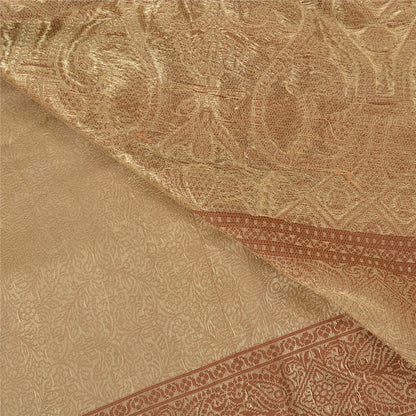 Sanskriti Vintage Brown Sarees 100% Pure Silk Woven Premium Sari Craft Sustainable Fabric