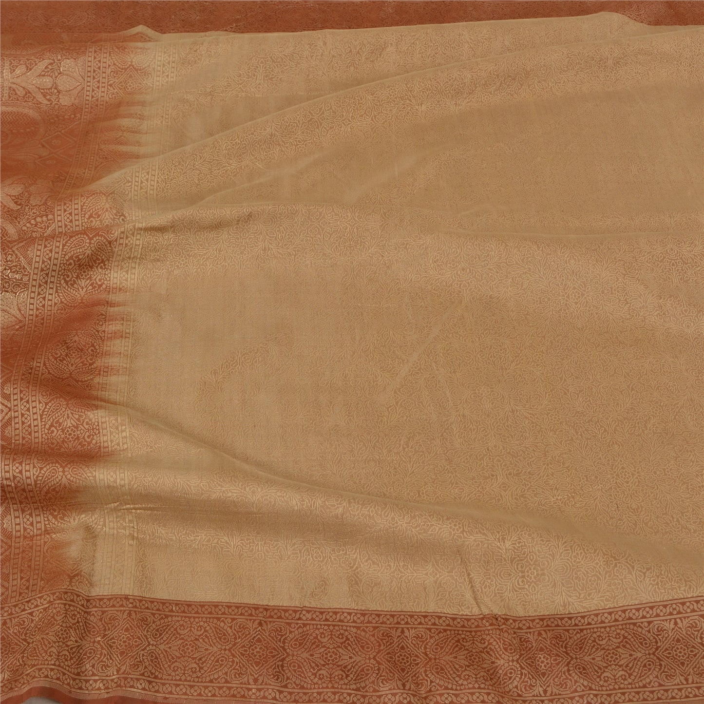 Sanskriti Vintage Brown Sarees 100% Pure Silk Woven Premium Sari Craft Sustainable Fabric