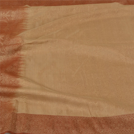 Sanskriti Vintage Brown Sarees 100% Pure Silk Woven Premium Sari Craft Sustainable Fabric