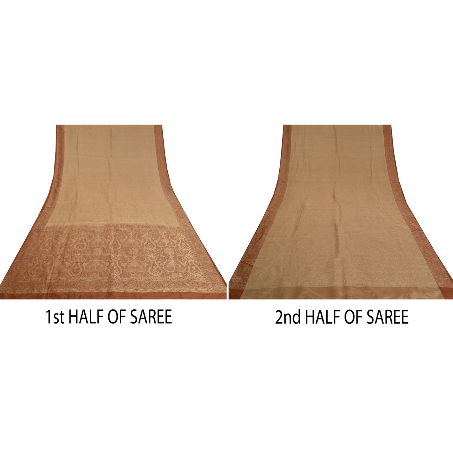 Sanskriti Vintage Brown Sarees 100% Pure Silk Woven Premium Sari Craft Sustainable Fabric