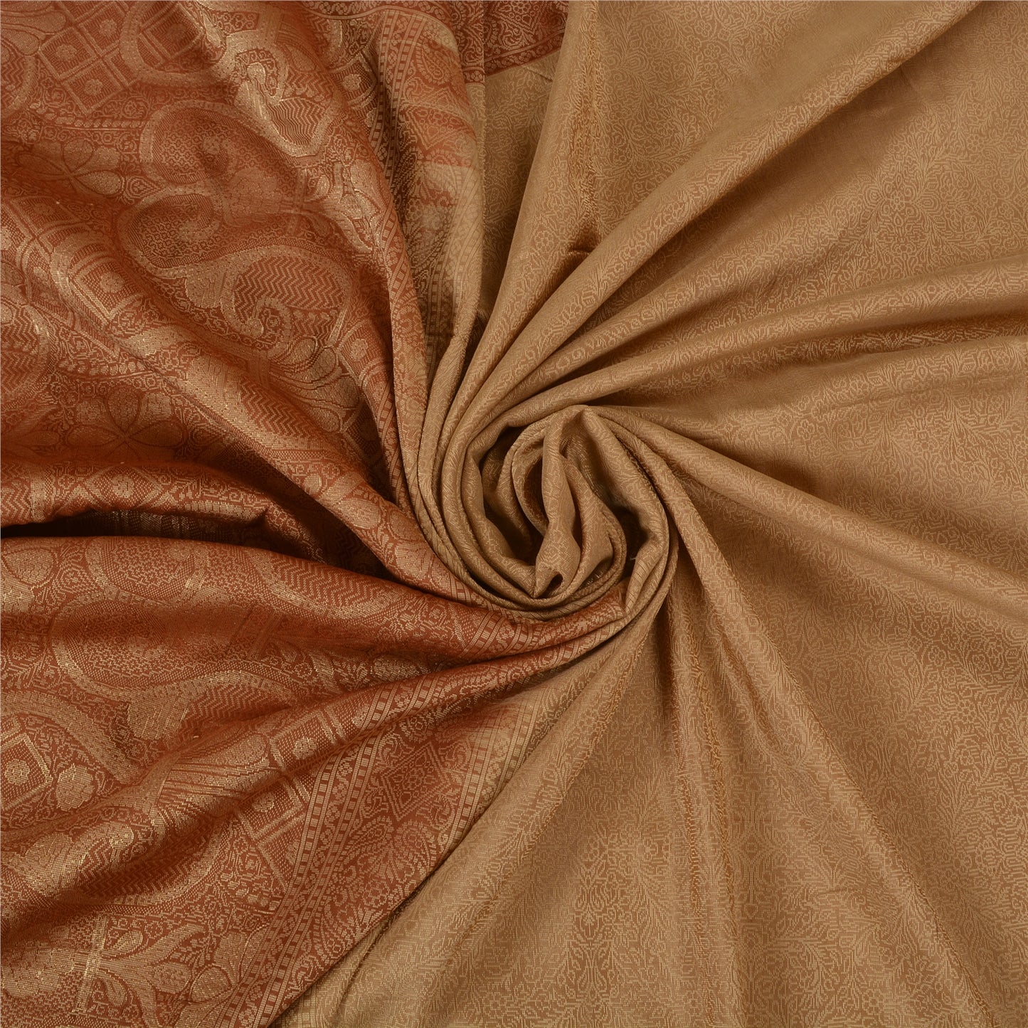 Sanskriti Vintage Brown Sarees 100% Pure Silk Woven Premium Sari Craft Sustainable Fabric