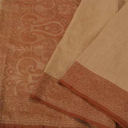 Sanskriti Vintage Brown Sarees 100% Pure Silk Woven Premium Sari Craft Sustainable Fabric