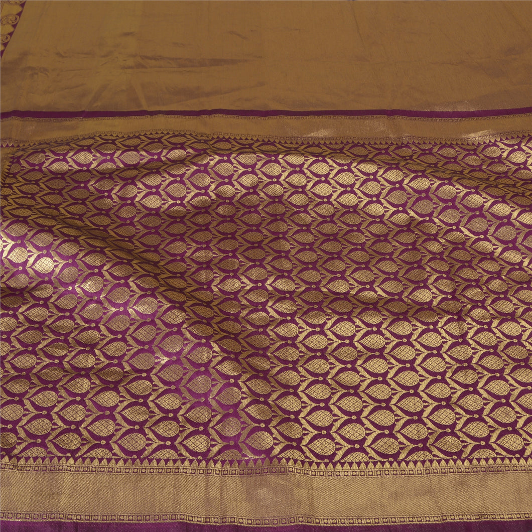 Sanskriti Vintage Purple Indian Sarees Art Silk Woven Brocade Zari Sari Fabric