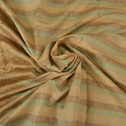 Sanskriti Vintage Brown/Green Sarees Pure Silk Woven Premium Sari Craft Sustainable Fabric