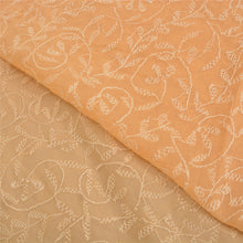 Load image into Gallery viewer, Sanskriti Vintage Peach Sarees Cotton Hand Embroidered Chikankari Sari Fabric
