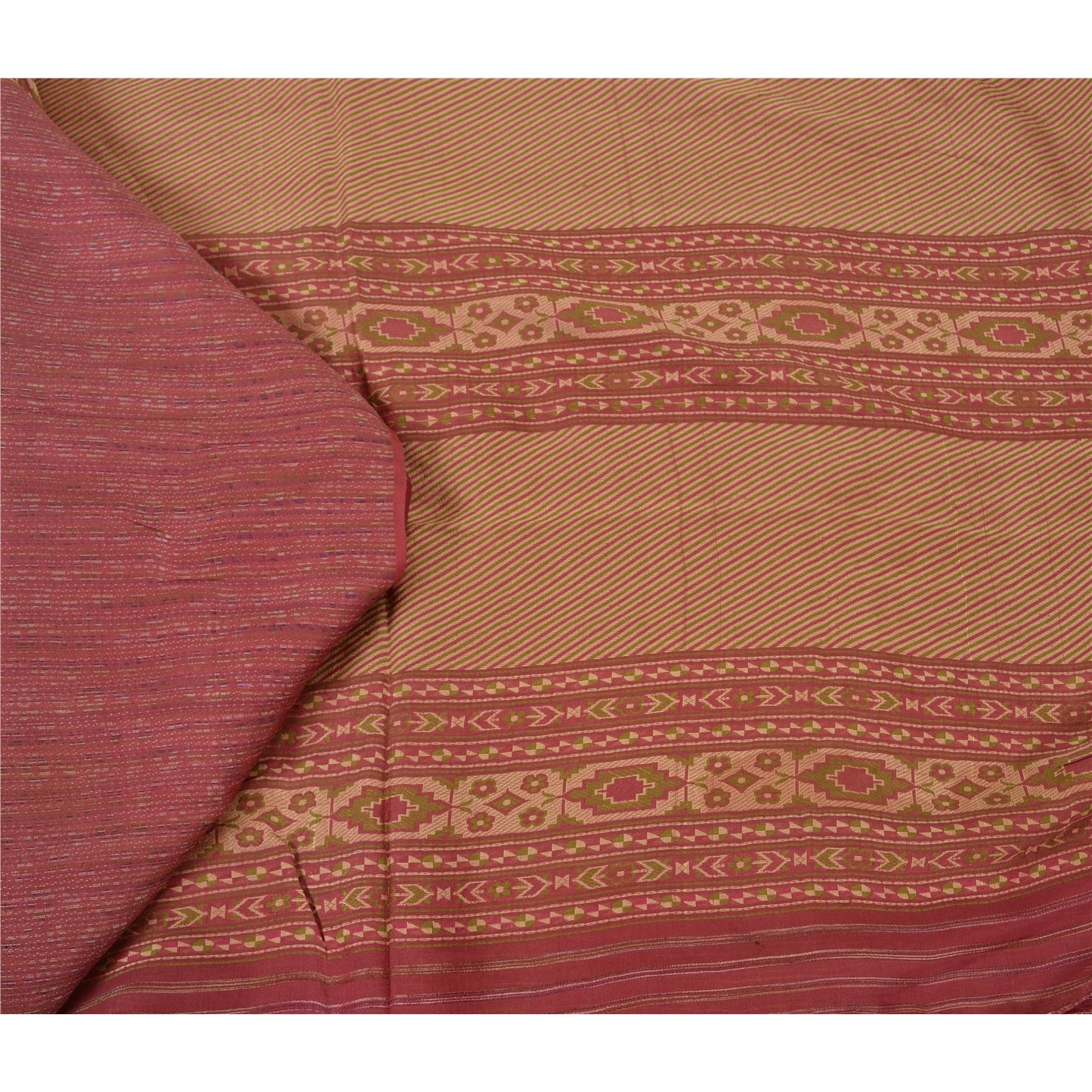 Санскритские винтажные розовые сари 100% чистый шелк тканый премиальный сари ремесло устойчивая ткань