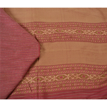 Санскритские винтажные розовые сари 100% чистый шелк тканый премиальный сари ремесло устойчивая ткань