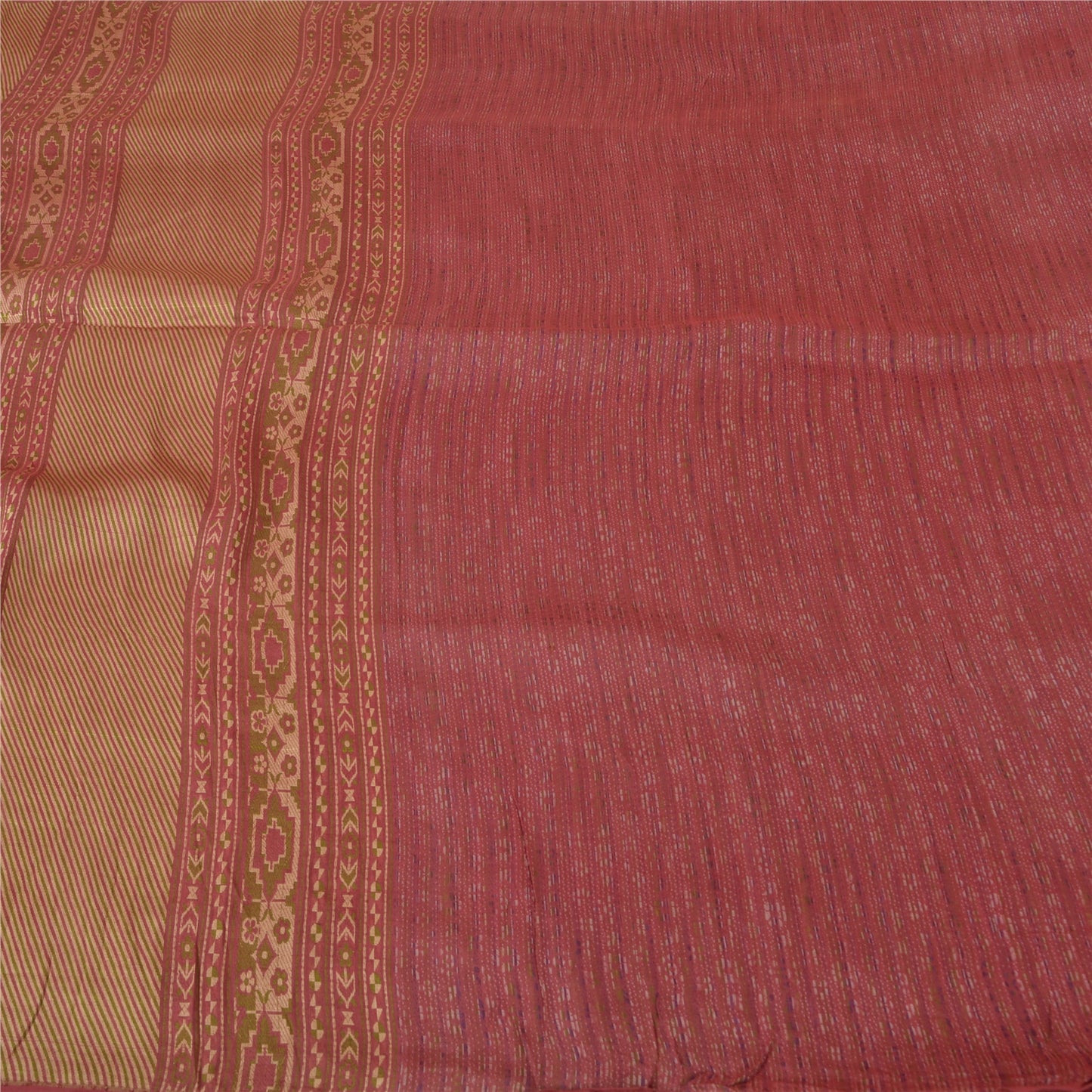 Санскритские винтажные розовые сари 100% чистый шелк тканый премиальный сари ремесло устойчивая ткань