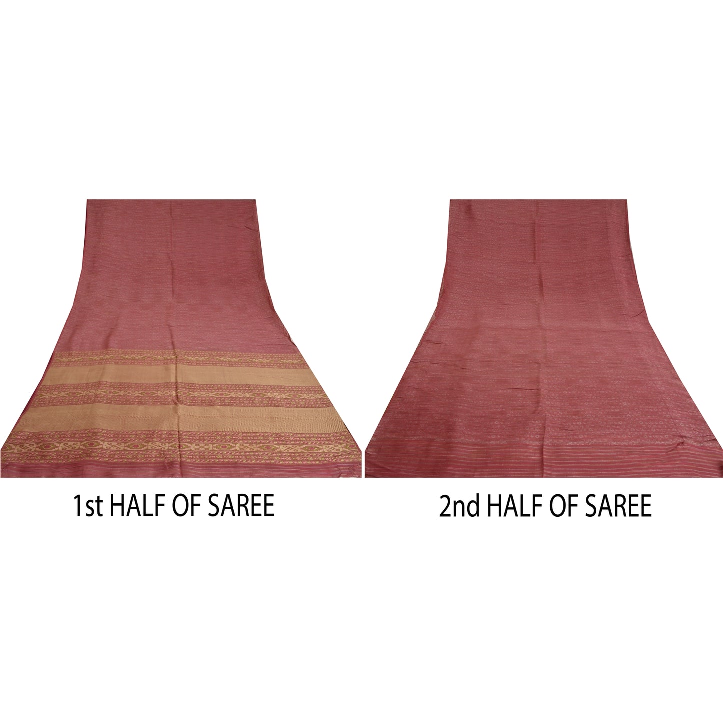 Санскритские винтажные розовые сари 100% чистый шелк тканый премиальный сари ремесло устойчивая ткань