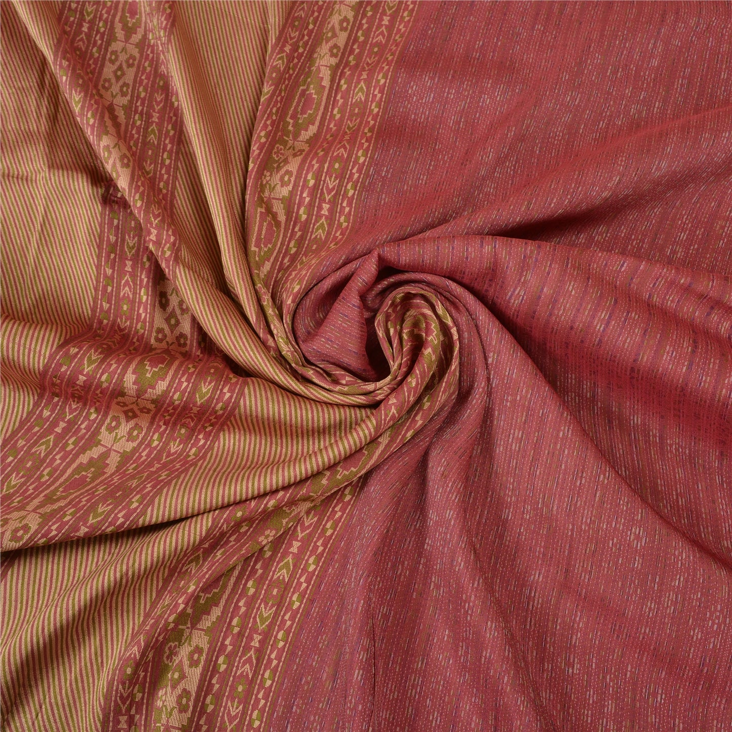 Санскритские винтажные розовые сари 100% чистый шелк тканый премиальный сари ремесло устойчивая ткань