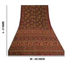 Load image into Gallery viewer, Sanskriti Vintage Dark Red/Black Sarees Pure Silk Hand Beaded Kantha Sari Fabric
