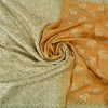 Sanskriti Vintage Safron/Ivory Sarees 100% Pure Silk Woven Premium Sari Sustainable Fabric