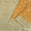 Sanskriti Vintage Safron/Ivory Sarees 100% Pure Silk Woven Premium Sari Sustainable Fabric