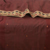 Sanskriti Vintage Dark Red Sarees Blend Cotton Hand-Woven Tant Sari 5 YD Sustainable Fabric